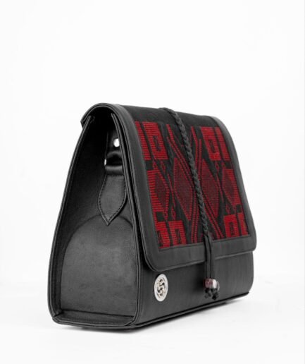 Sac Joor la fière en pagne tissé et cuir, collection RABAAL – Soxnasi maroquinerie Dakar